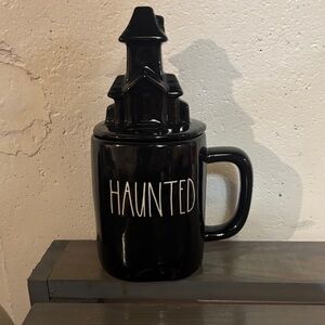 Rae Dunn Black Haunted Mug with Topper